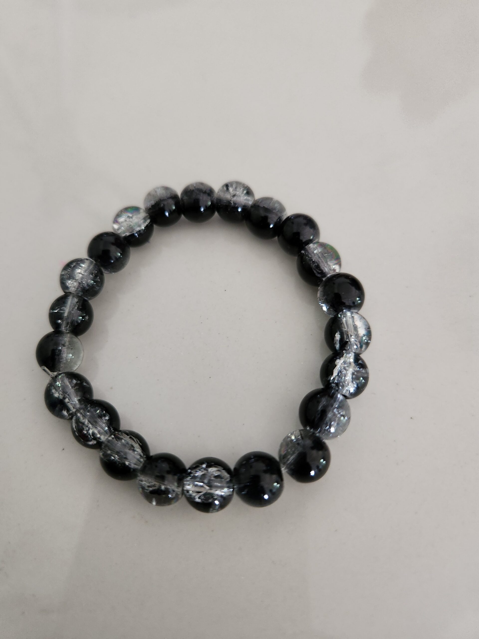 Onyx Frost Crackle Handmade Bracelet