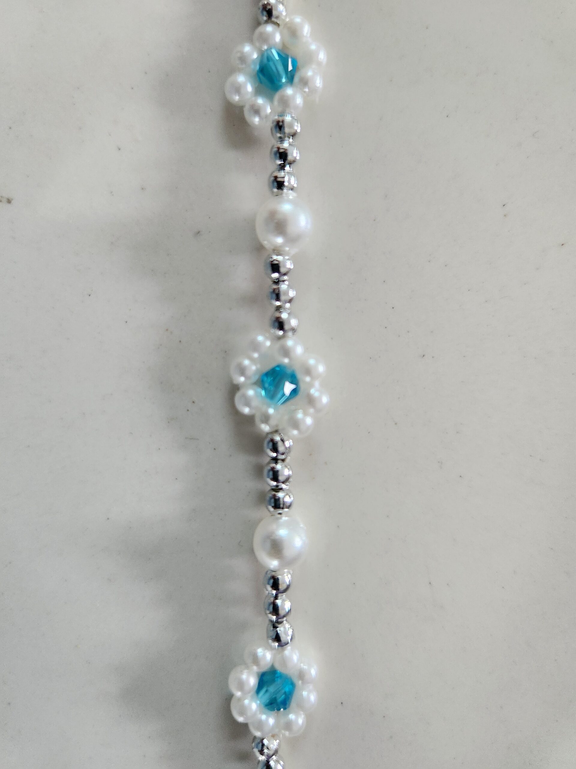 Sky Blue Flower Pearl Handmade Bracelet