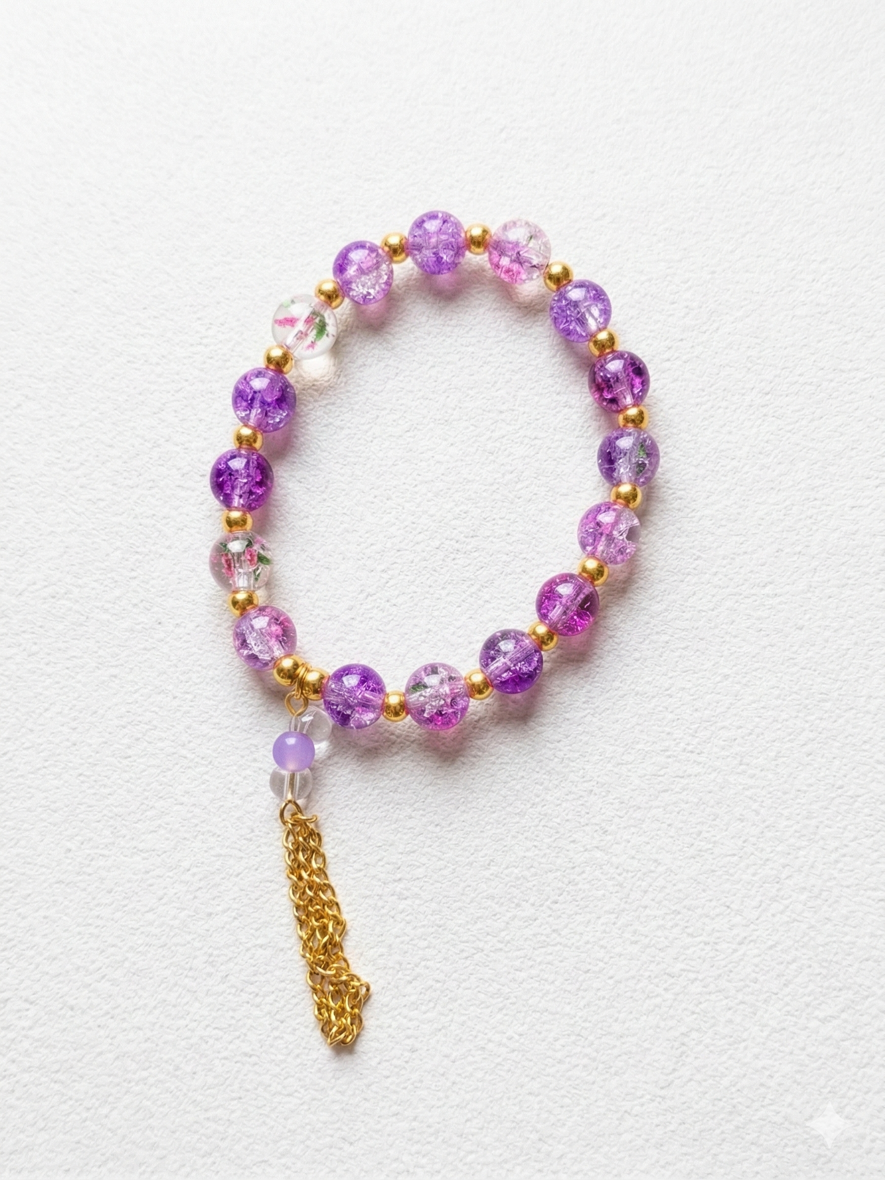 Amethyst Crackle Drape Handmade Budget Friendly Bracelet